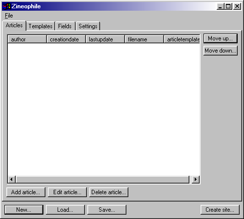 new database screenshot
