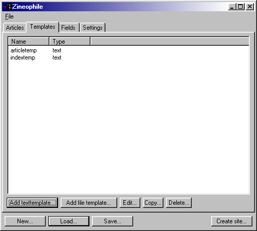 templates screenshot